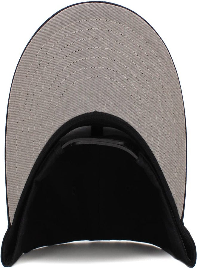 KBETHOS KNW-1467 BLK Classic Snapback Hat Blank Cap Underbrim Cotton Wool Blend Flat Visor Adjustable Unisex - Image 4